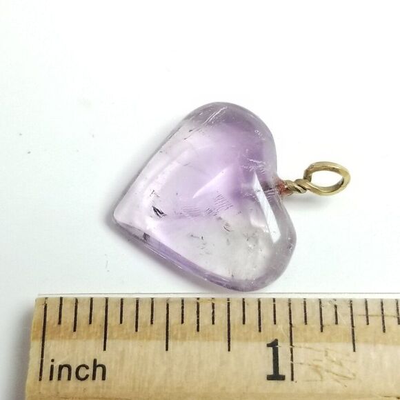 Vintage Purple Heart Shape Pendant, Charm, 1 Inch, Glass, Estate - Picture 3 of 4
